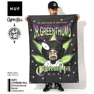 HUF x Cypress Hill Dr. Greenthumb Banner Flag 420 Weed Wall Tapestry Rare